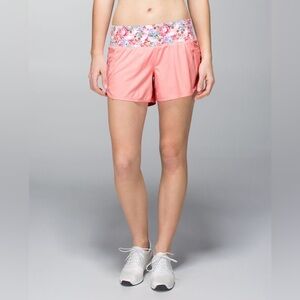 Lululemon Floral Coral Tracker Shorts 4